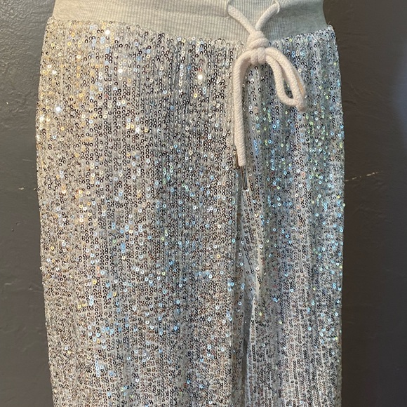 SAINT & HEARTS Silver Sequin Joggers/Sweatpants - Picture 12 of 16